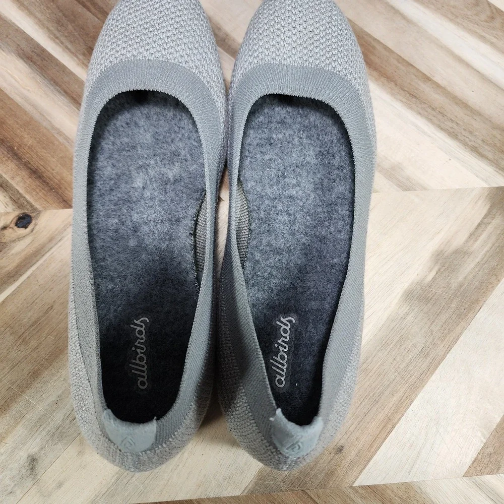 Allbirds Tree Breezers Womens Size 9 Mist Gray Knit Ballet Flats Shoes